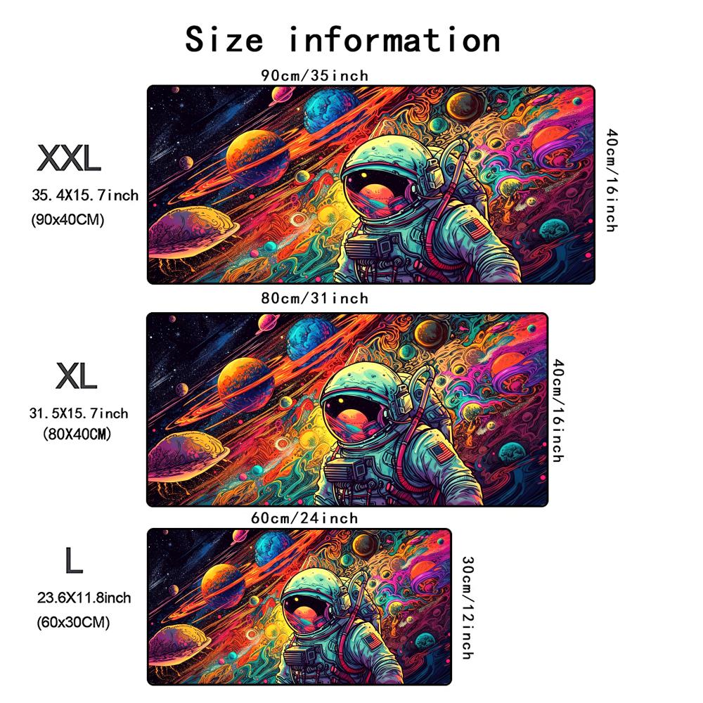 Planets And Astronauts Mouse Pad Desk Mat With Stitched Edge Nonslip Gaming Mats Pc Accessories Keyboard Long Desk Pads Mauspad