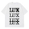 Белая хлопковая футболка LUX с наложенным дизайном букв, эстетика Y2K Goth, повседневная футболка для женщин и мужчин
