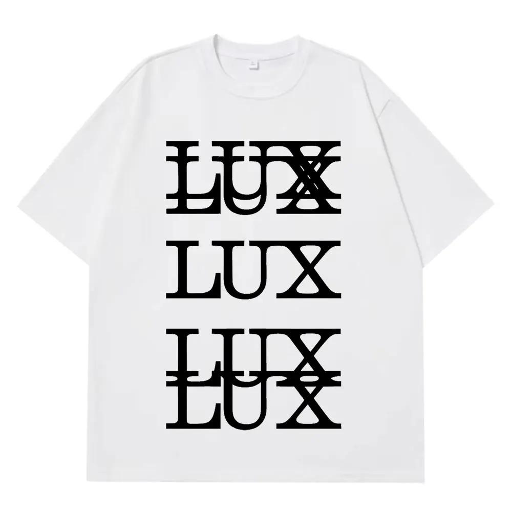 Белая хлопковая футболка LUX с наложенным дизайном букв, эстетика Y2K Goth, повседневная футболка для женщин и мужчин