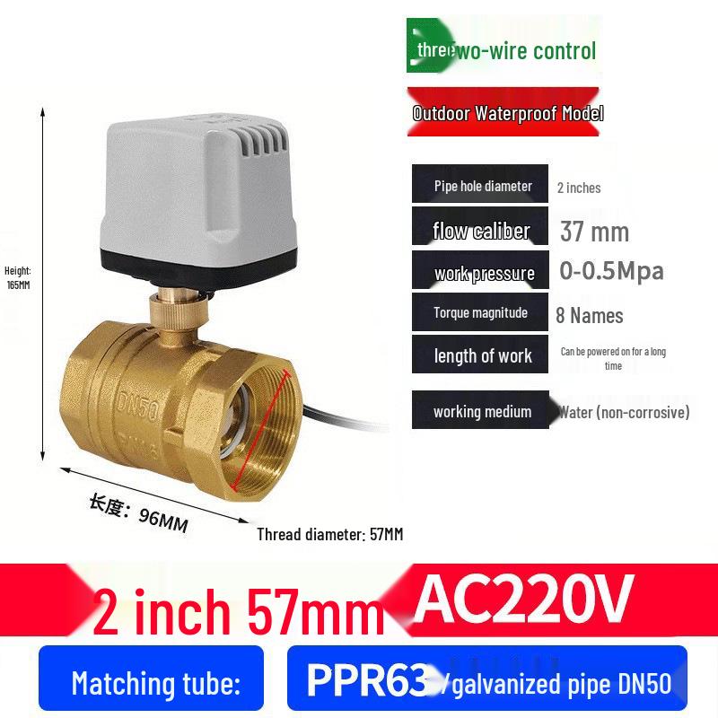 220V DN15 Copper Threaded Electric Ball Valve for Water Control
