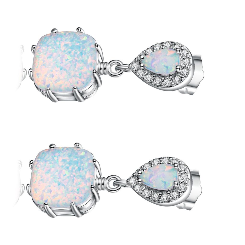 Новые серьги-гвоздики в форме капли воды с квадратным белым цирконом, в женственном стиле и простом дизайне