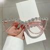 Vintage Anti Blue Light Optical Sexy Cat Eye Diamond Glasses Frame Women For Female Luxury Brand Designer Myopia Punk Eyeglasses