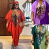 Plus Size African Ethnic Style Long Robe Dress with Headscarf