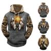 Модный свободный мужской и женский свитер с капюшоном с длинным рукавом и принтом