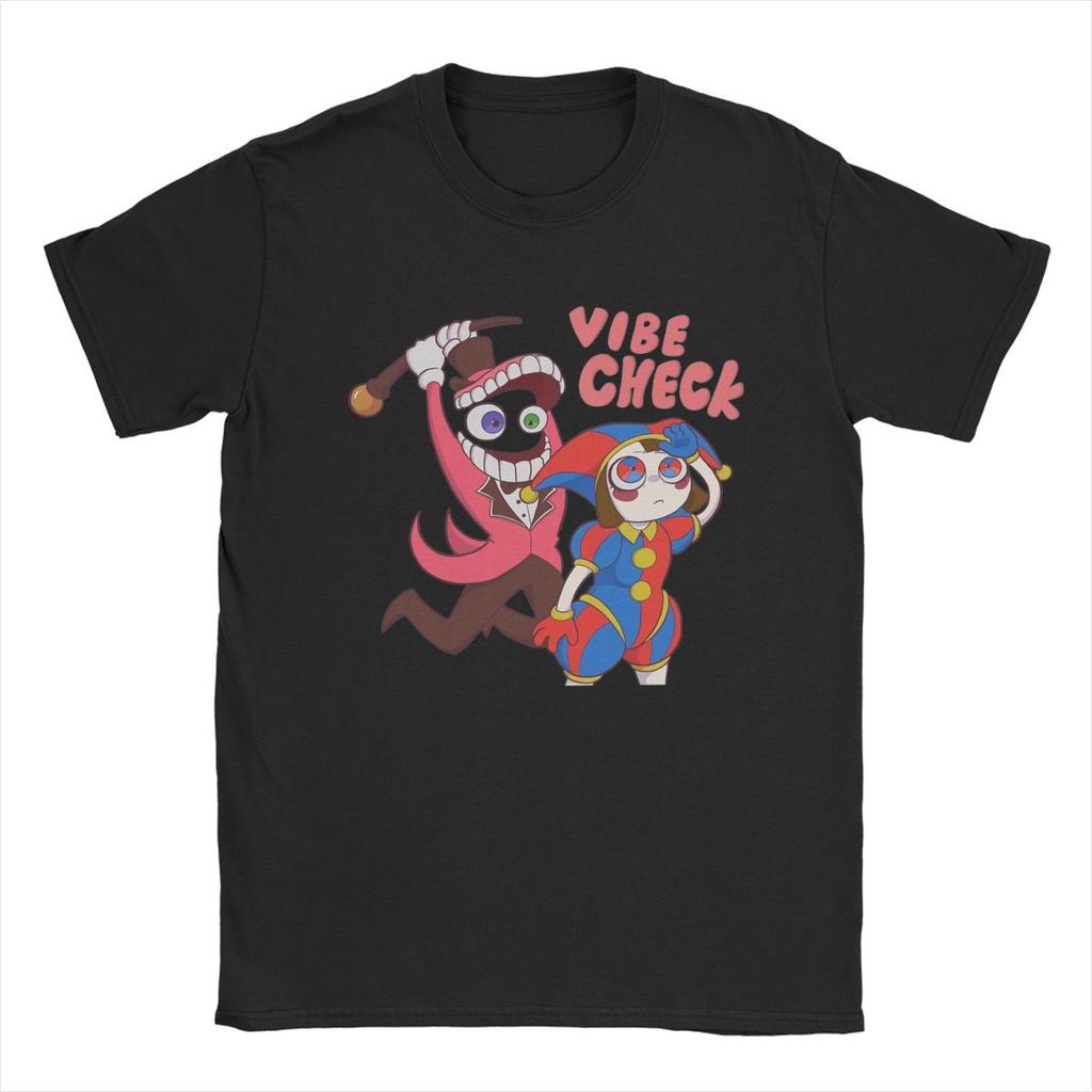 Men's T-Shirt Cain Vibe Check Funny Pure Cotton Tee Shirt The Amazing Digital Circus T Shirt Crewneck Tops New Arrival