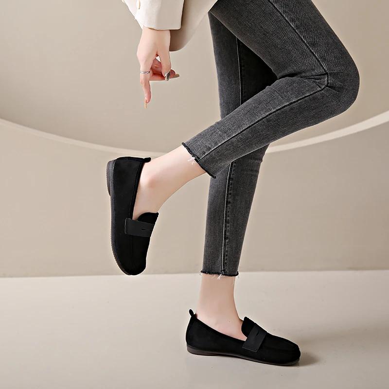 Обувь женская 2024 Брендовые женские туфли на плоской подошве без застежек Модные повседневные туфли на плоской подошве с круглым носком Горячая распродажа Большие размеры Плоские туфли на низком каблуке Zapatos Mujer