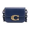 IDOL 21 Logo Magnetic Closure Calf Leather Crossbody Shoulder Bag Small Women's Navy
