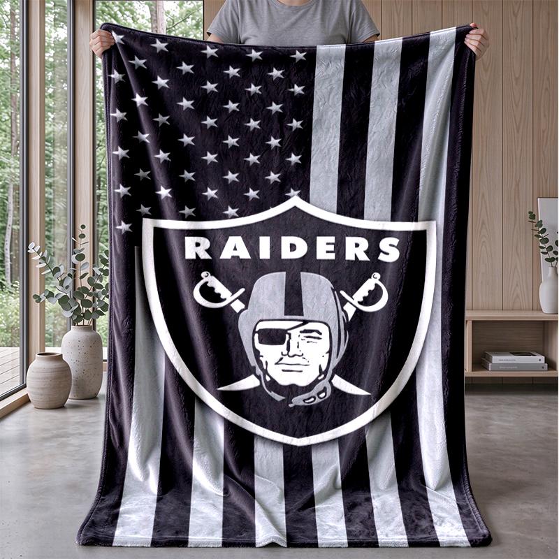 Raiders Flag Flannel Fleece Blanket Cozy Warm Throw Blanket For Couch Bed Travel All Season Use