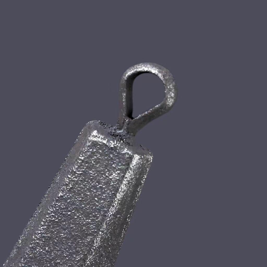 Экологичный шестигранный железный грузило с кольцом для морской рыбалки - Длинный чугунный противовес-блок с кольцом-подвесом Рыболовная приманка.