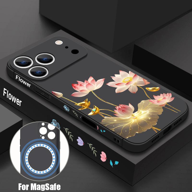 Чехол для iPhone 17 Pro Max INS с узором из разноцветных цветов, магнитный, для Magsafe, мягкая крышка, для iPhone 16 15 14 13 Pro Max 17E 16E