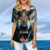 Women Plus Size Ladies Tee Short Sleeve T Shirts Colorful Tiger 3d Print Loose Casual Tops Female Irregular Summer Clothes