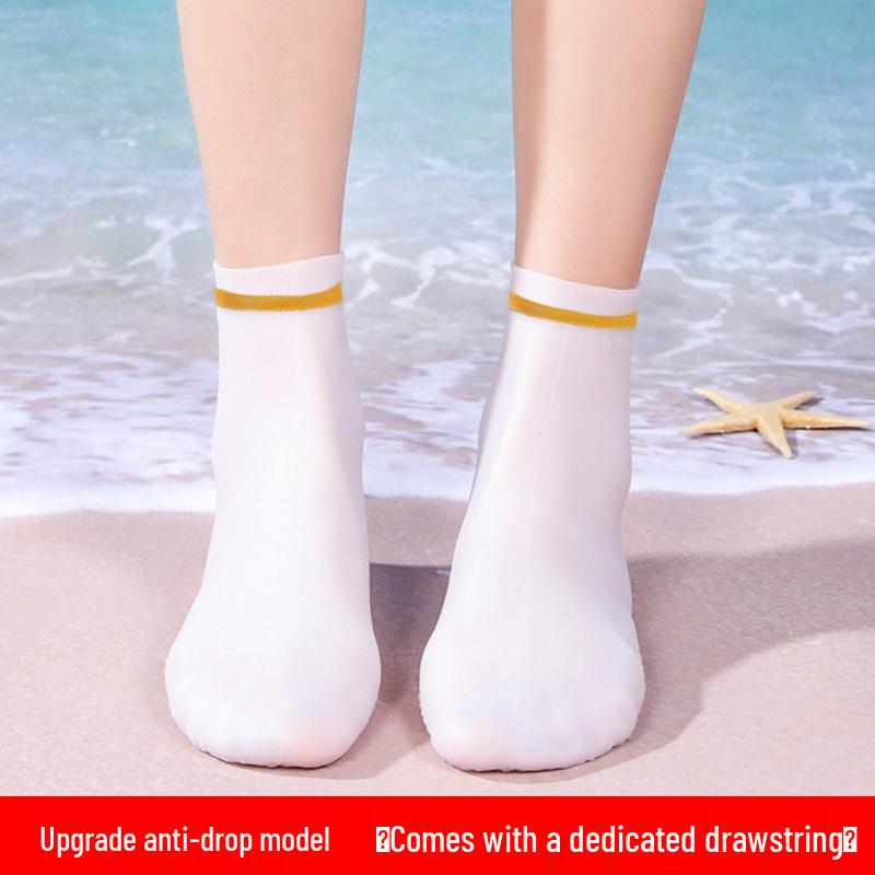 Waterproof Silicone Non-Slip Diving Socks with Drawstring for Snorkeling and Swimming - Unisex High Elasticity Beach Footwear