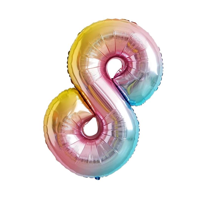 32 Inch Gradual Change Digital Rainbow Crown Aluminum Film Balloon, Children Boys And Girls Baby Birthday Party Background