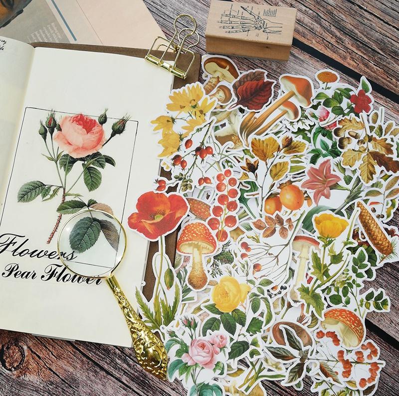 90Pcs/Pack Plants Mushroom Sticker DIY Craft Scrapbooking Album Journal Happy Planner Decorative Stickers