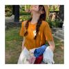 Selection quality pure cotton basic front shoulder round neck short-sleeved T-shirt women's summer design sense white slim and thin