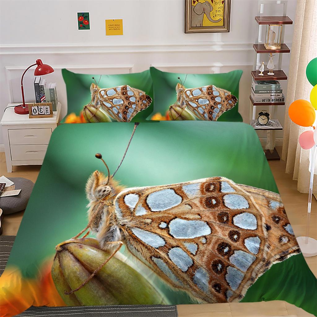 3D комплект постельного белья с цветами и бабочками, крыло насекомого, пододеяльник, наволочка, 2 или 3 шт., AU240 * 270, очень большой размер, украшение для дома