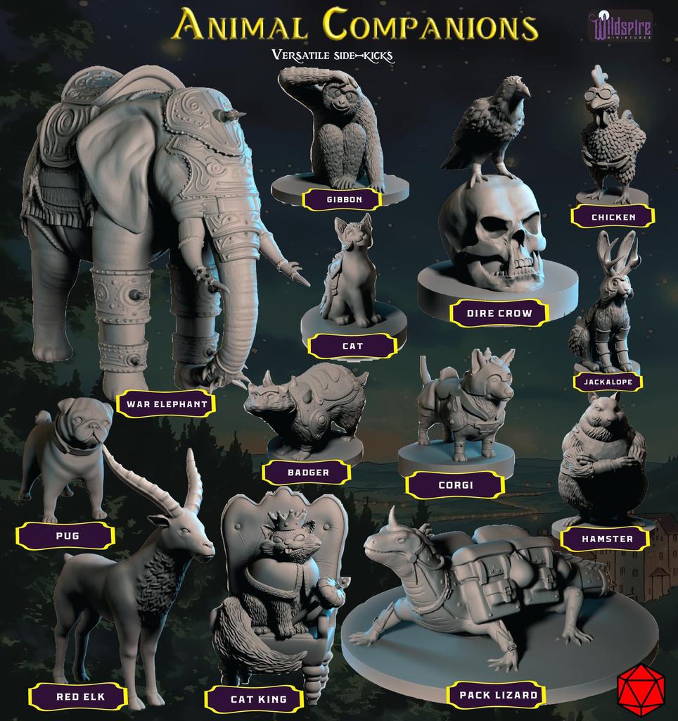 28 Miniatures Heroes Animals for DND Miniatures 28mm Bulk Dungeons Dragons Miniatures I for Miniatures DND Minifigures Tabletop Fantasy Miniatures