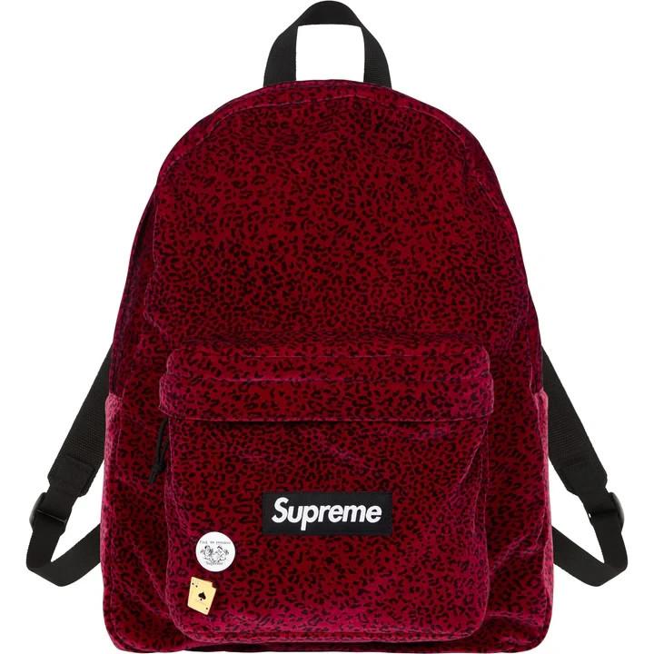 Supreme Бархатный Рюкзак Красный Леопард