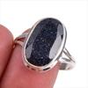 Natural Blue Sunstone Gemstone 925 Solid Sterling Silver Jewelry Ring S.8.5 z5A67