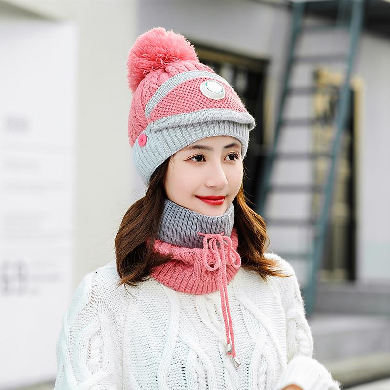 3 Pieces Women's Knitted Hat Scarf Caps Neck Warmer Winter Hat Ladies Girls Skullies Beanies Capst