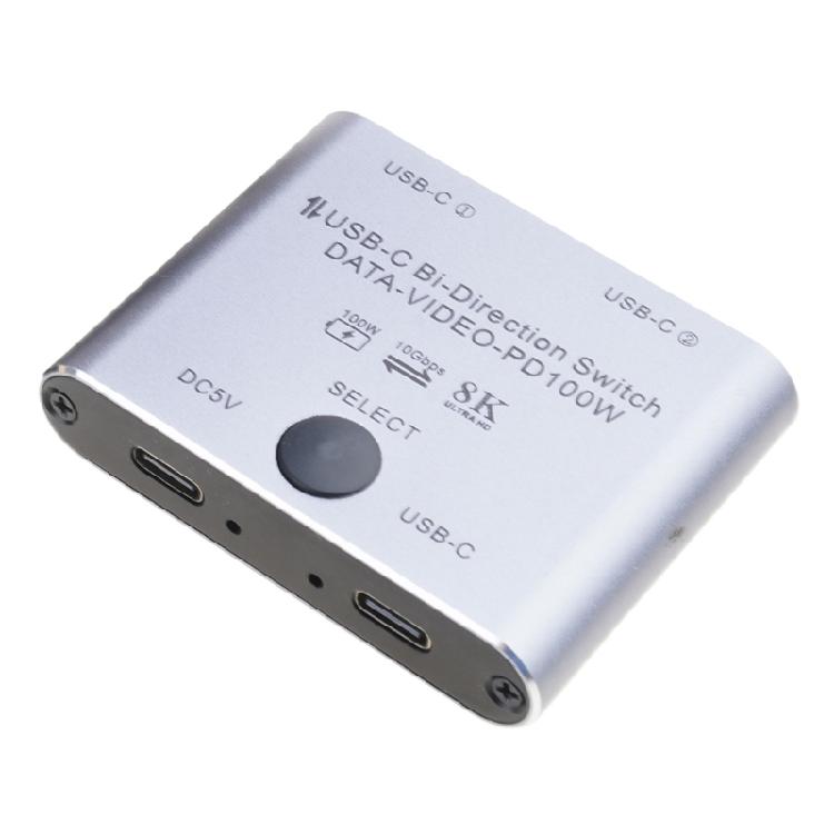 Переключатель KVM USB C 8K Двунаправленный переключатель USB C для 2 ПК Легкое переключение 1 кнопкой 2 входа 1 выход и 2 входа 1 выход 3440x1440