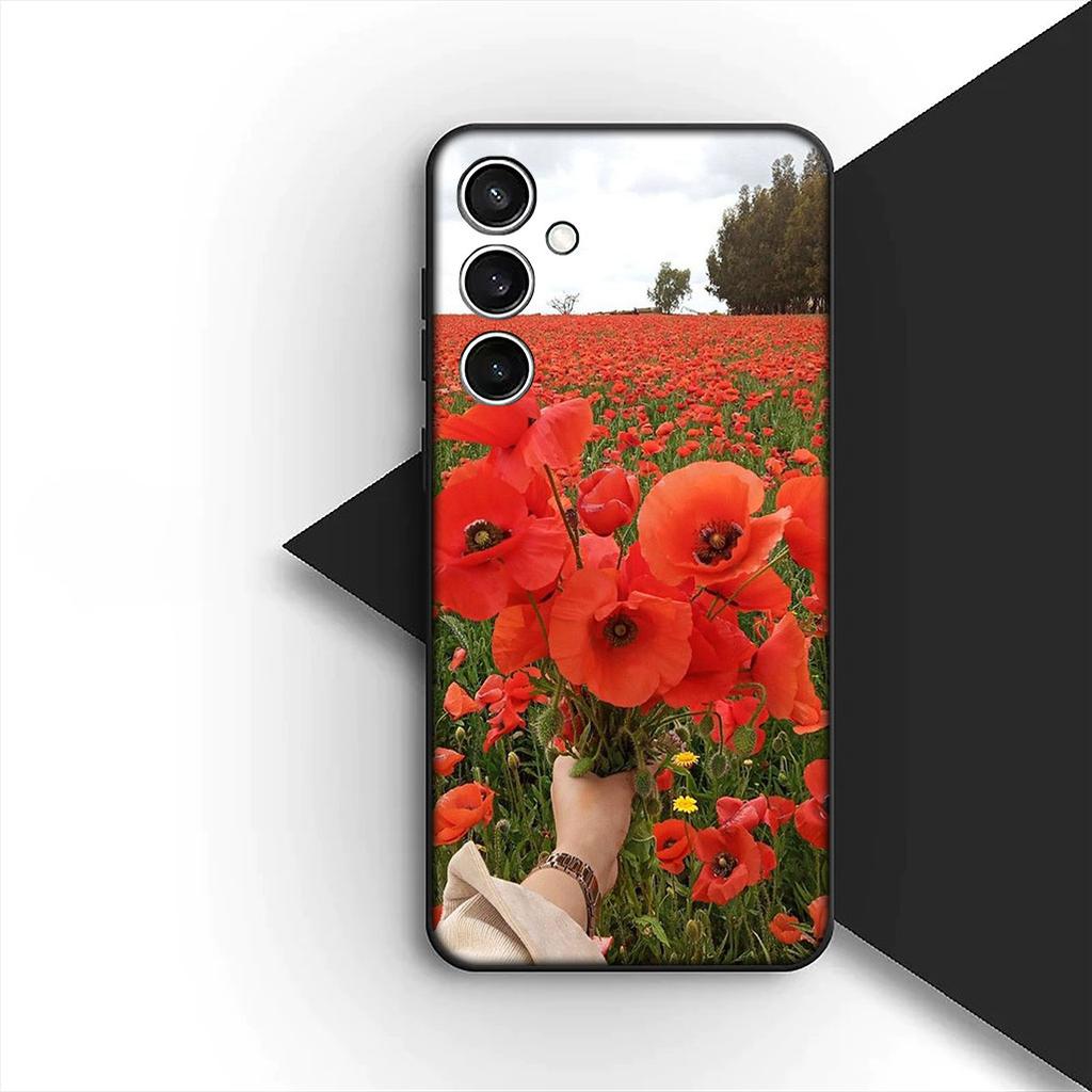 Soft Cover for Apple iPhone 17 Pro XS Max Air 6 7 8 Plus 5 + SE 2022 SE2 16E Casing Phone Case Poppy Flower Bloom Fashion