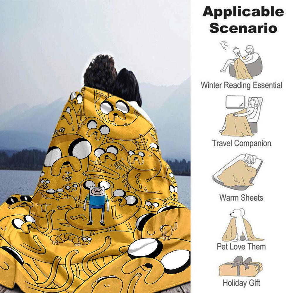 Adventure Time Jake'S World Flannel Blanket Super Soft Warm Cozy Blanket For Sofa Bed Office Travel Allseason Home Decor Gift