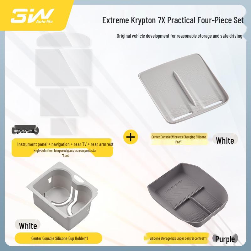 Силиконовая противоскользящая защитная накладка на центральную консоль Zeekr 7X с поддержкой беспроводной зарядки