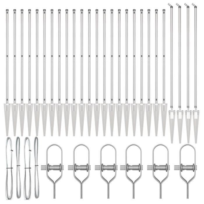 Posts de clôture vidaXL avec pointe 26 pcs Ø32 mm 160 cm en acier galvanisé 3350211