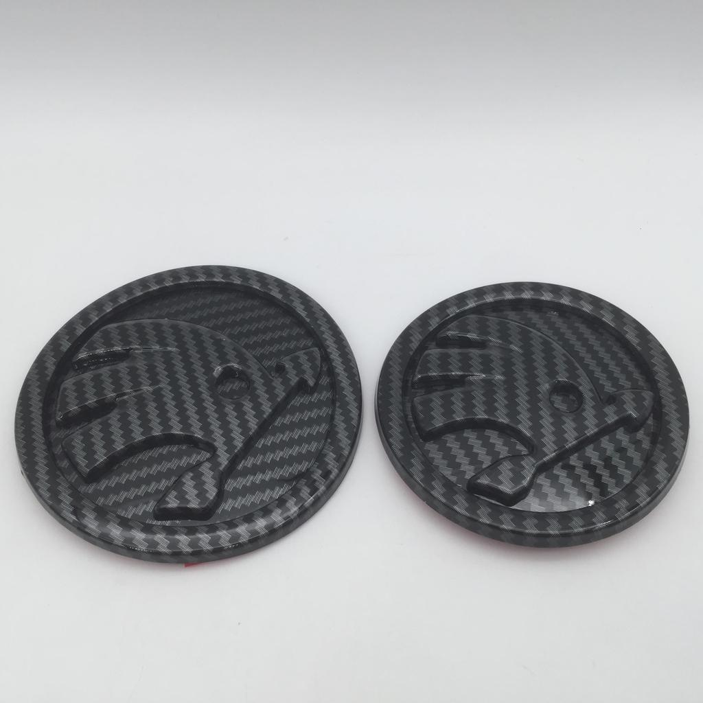 blcr1 2pcs 90mm 80mm for SKODA Car Front Grille Head Hood Bonnet Emblem Rear Tail Bumper Trunk Sticker Badge Styling Accessories