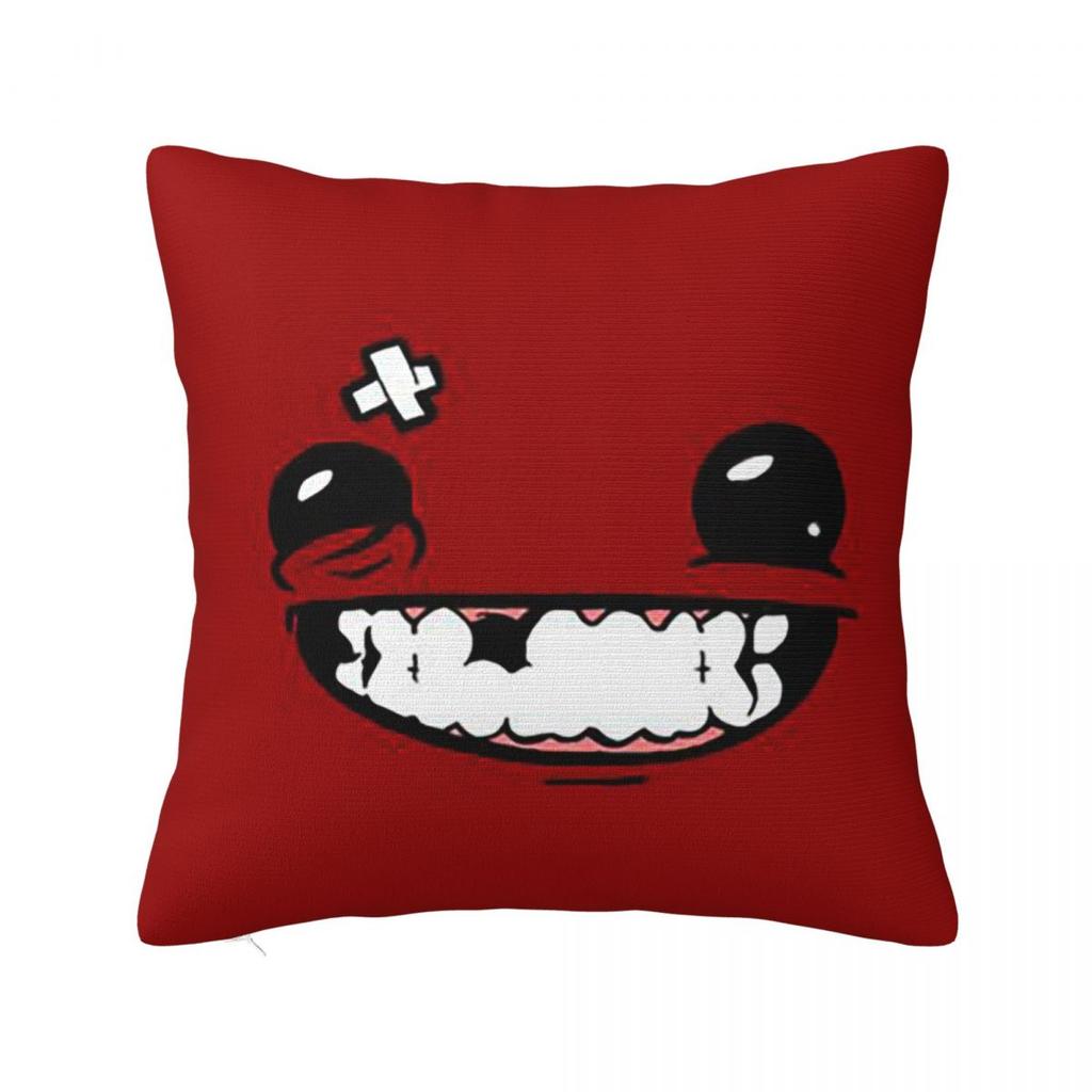 Supermeatboy Logo Super Meat Boy Logo Game Cool Hot New Fresh Red Sexy Smile Pillowcase Cushion Comfort Throw Pillow Cushions