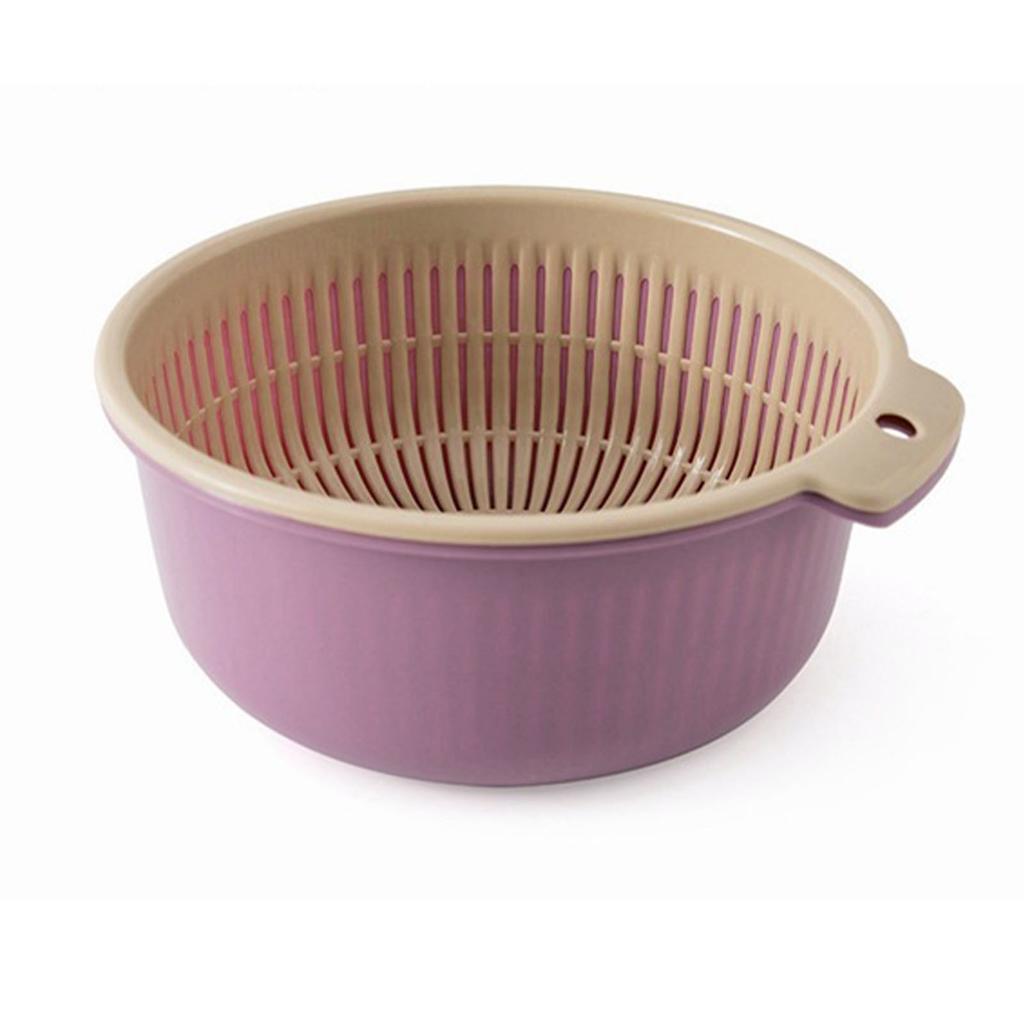 Корзина для мытья овощей Утолщенная Двухслойная Круглая Многофункциональная Пластиковая Подвесная Слив