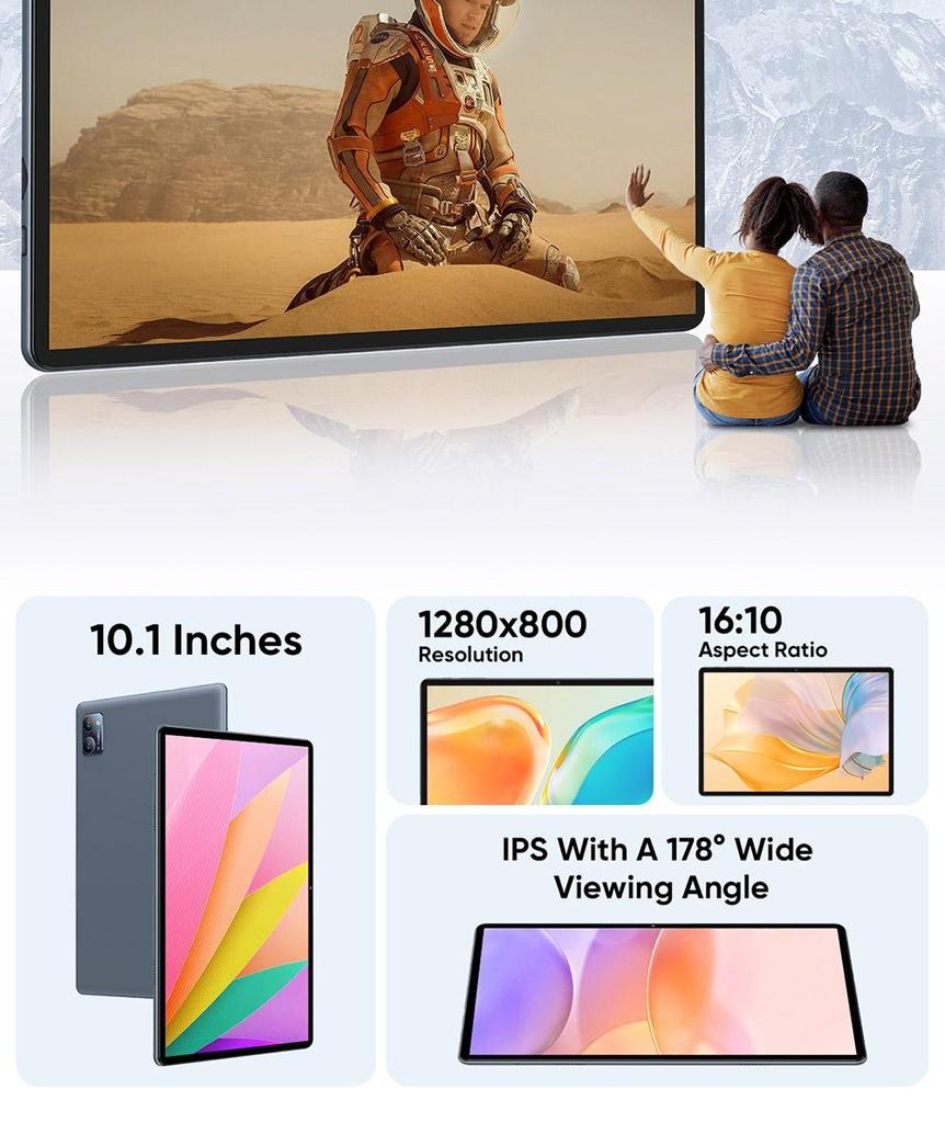 N-one Планшет Npad Y1 с диагональю 10,1 дюйма, сенсорным экраном HD IPS 1280x800, Rockchip 3562, Android 13, 4 ГБ + 4 ГБ ОЗУ, 64 ГБ ПЗУ