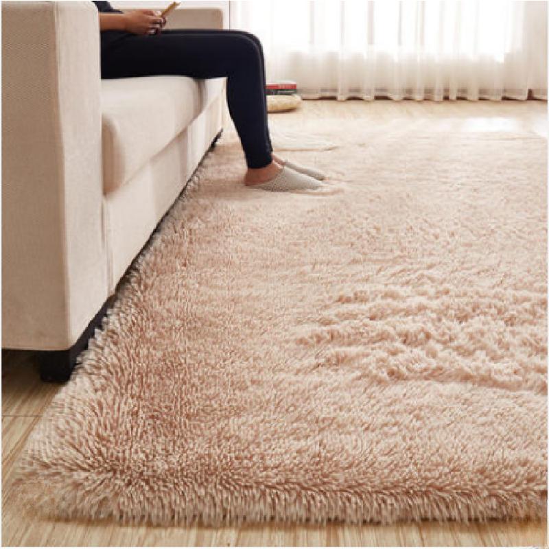 Однотонный пушистый ковер в минималистичном стиле для помещений, прикроватный коврик для спальни, пушистый плюшевый ковер, нескользящий коврик для пола