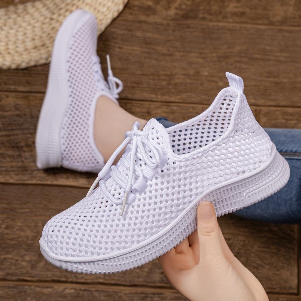 Женская обувь Летняя Универсальная Повседневная Обувь Сетчатые Вырезы Дышащие Кроссовки Мягкая Подошва Мамины Туфли Повседневные Ежедневные Удобные Легкие Кроссовки