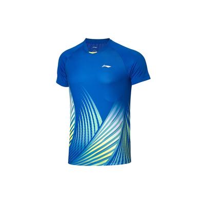 Футболка Li Ning Badminton Series Training Quick-Dry Competition с коротким рукавом для мужчин, кристально-голубая AAYQ067-1