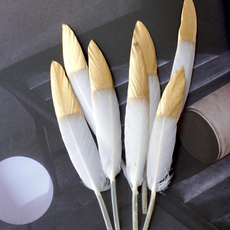 Золотое украшение из перьев, поделки ручной работы, реквизит для стрельбы, распыленный золотой прямой нож, материалы для украшения