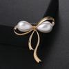 Temperament Pearl Bow Brooch, Alloy Diamond-encrusted Corsage, Anti-light Multi-functional Large Pin
