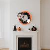 Halloween Wreath Plaid Bow Ribbon Artificial Wreath, Festival Garland Decoration