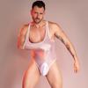 Sexy Bodysuit Oil Glossy Sheer Bodysuit Men Sleeveless See Through Jumpsuit Playsuit Male Undershirt Adult XXX Sex Porno Costume