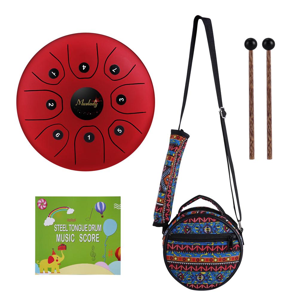 Muslady 5.5inch Mini 8-Tone Steel Tongue Drum C Key Percussion Instrument Hand Pan Drum with Drum