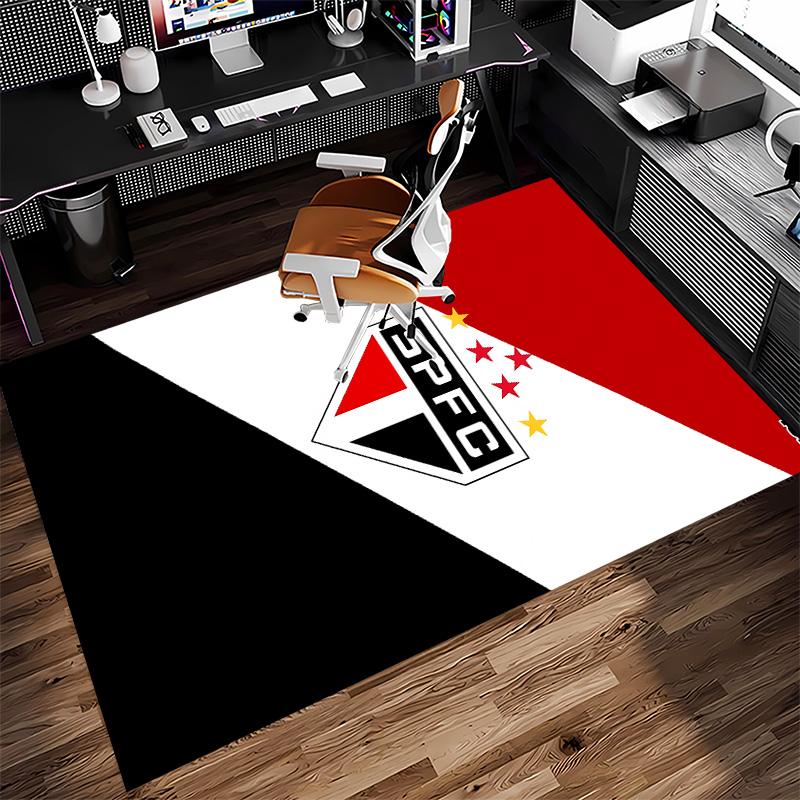 São Paulo FC logo Print Area Rug - Soft, Washable Non-Slip Indoor Mat for Office Chairs, Living Room, Home Office Decorative Rug