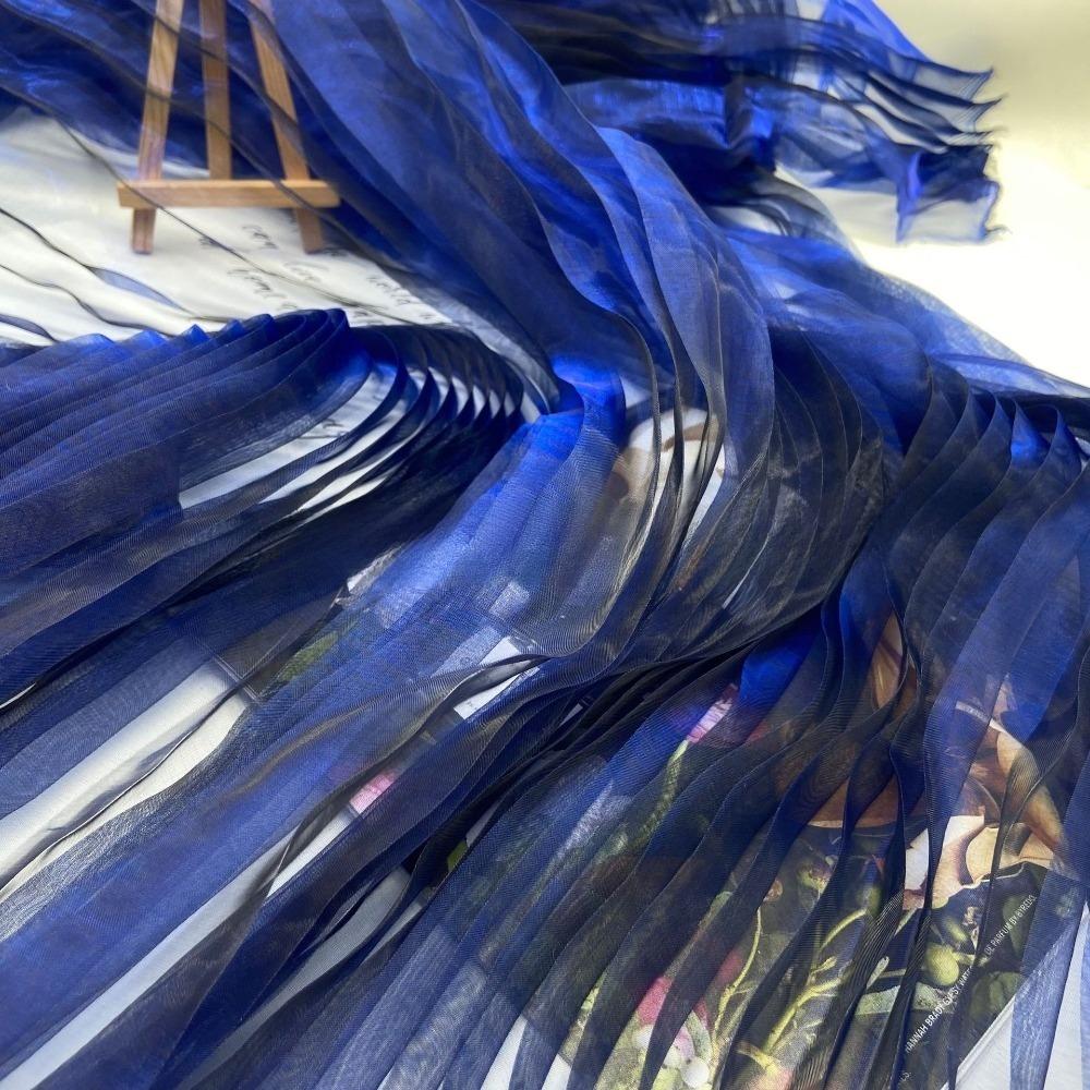 150cm X 1 Yard Organza Pleated Fabric Hardnet Texture Handmade Pleated DIY Clothing Fabric Three-dimensional Decoration