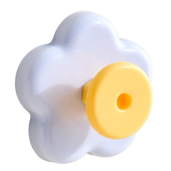 Flower Shape Suction Cup Hook, No-Drill Plastic Cabinet Handles, Rotatable Knob Adjustable Buckle for Kitchen Bathroom