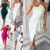 Women's Summer  Casual Fashion Tube Top Solid Color Pleated Sleeveless Dress