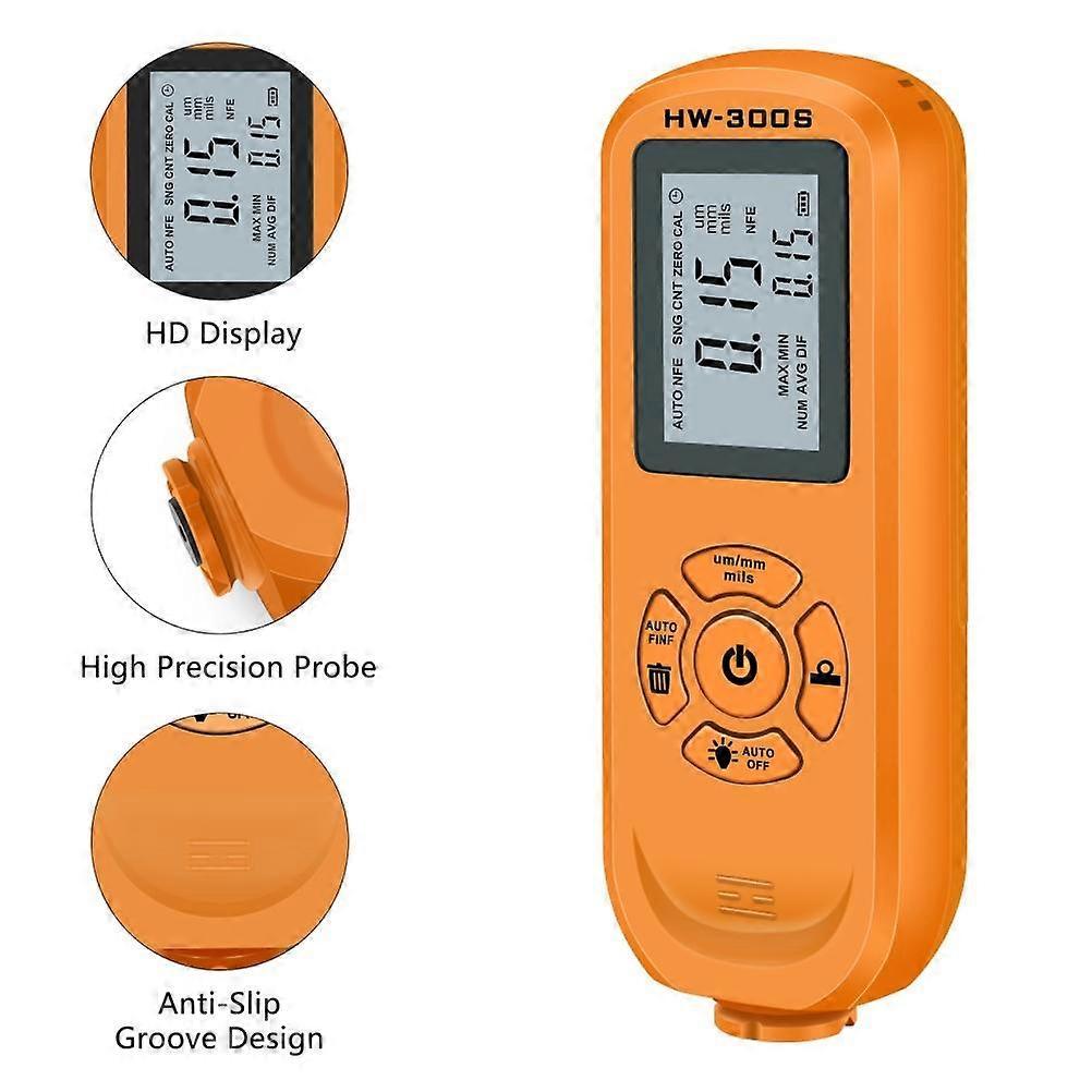 HW 300S Car Paint Film Thickness Gauge with Backlight Large Screen Coating Thickness Gauge Portable Paint Measuring Tool