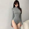 Сексуальные боди для женщин, топы с круглым вырезом и длинными рукавами для выхода, базовые утягивающие цельные наряды, повседневные боди