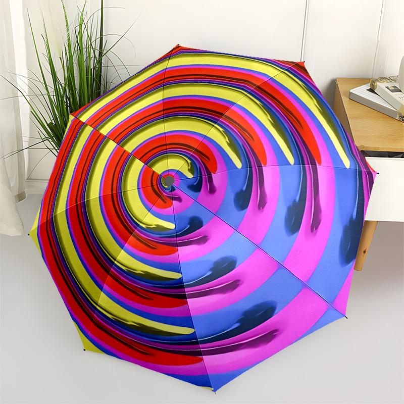 1pc Circle Pattern Automatic Open/Close Folding Umbrella - Compact 8-Rib Design, Daily Use, Perfect Gift for Friends & Family yy251124228
