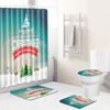 Christmas Shower Curtain Floor Mat Combination Four-Piece Set Bathroom Toilet Carpet Shower Room Mat Foot Mat