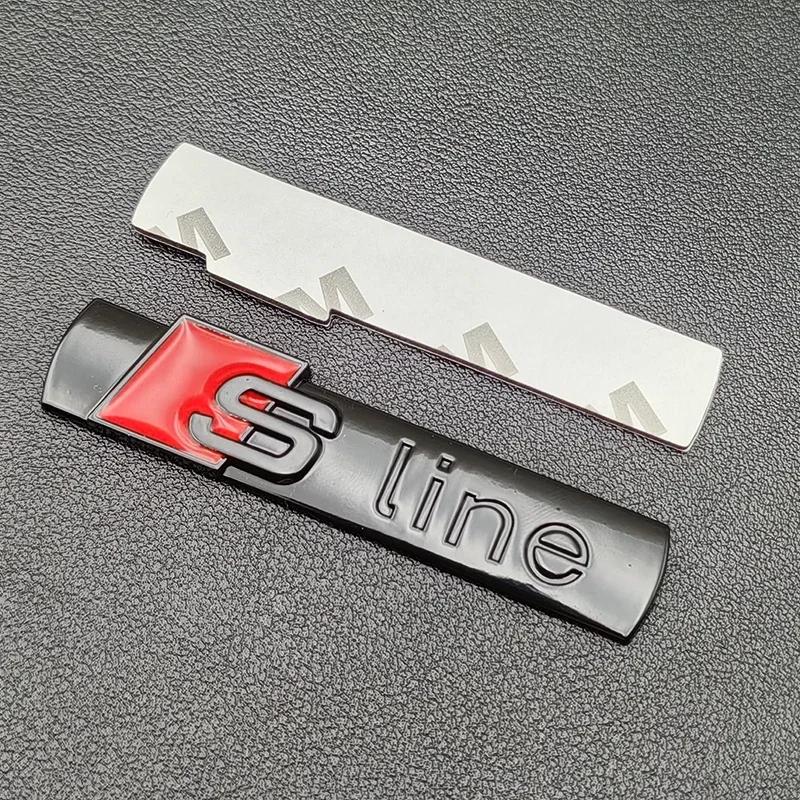 2pcs 3D Metal Sline Logo S LINE Emblem Car Fender Badge Sticker For S1 A1 A2 A3 A4 A5 A6 A7 Q2 Q3 Q5 Q7 SQ5 RS5 TT Accessories 2x